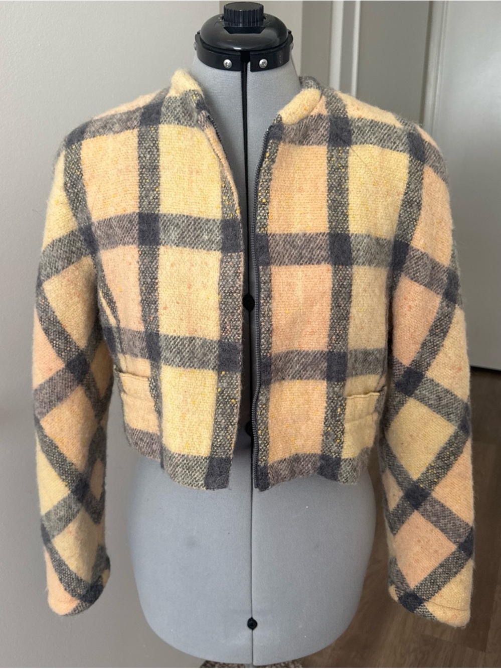 Vintage Wool/Mohair Plaid Cropped Jacket